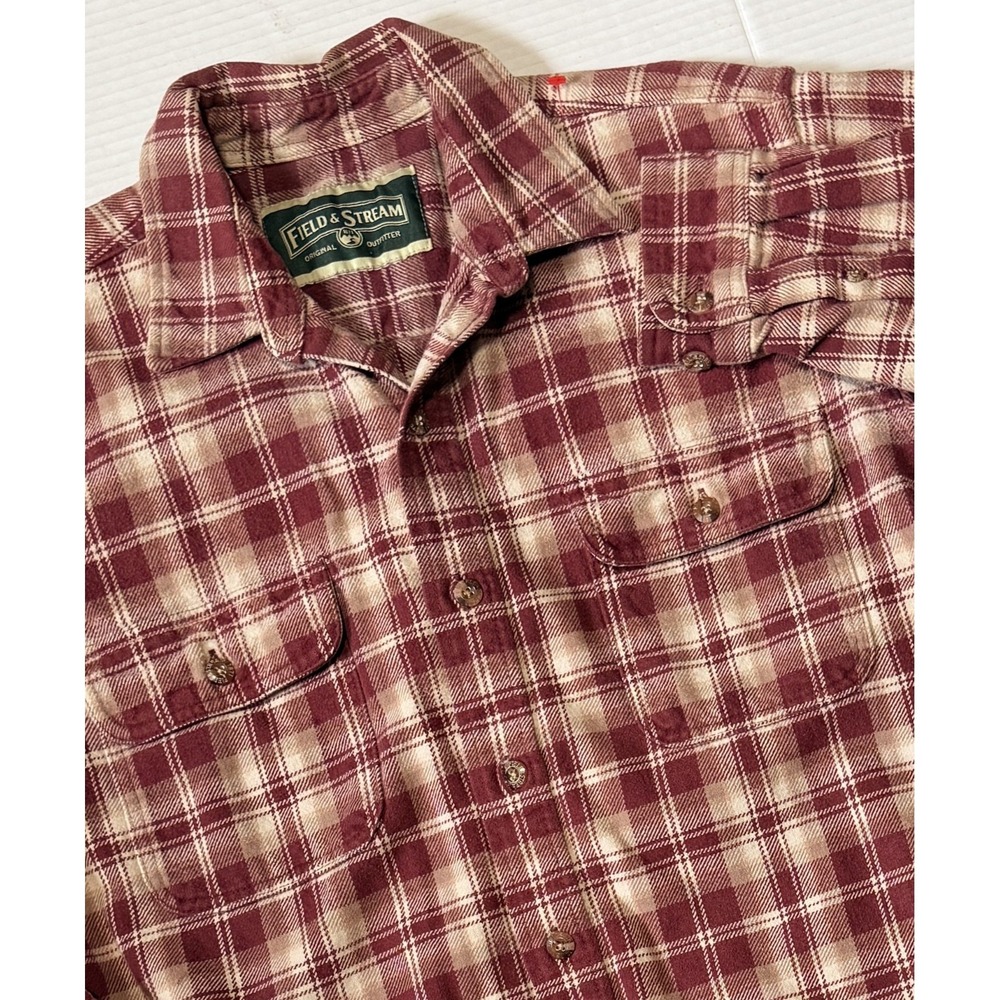 FIELD & STREAM - Men's Red‎ Plaid Heavyweight Thick Flannel Shirt - Medium*